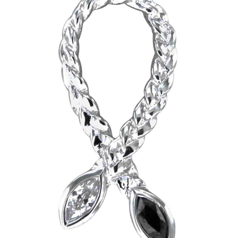 Pendentif en Argent 925 orné de Cristaux Swarovski Blanc et Noir