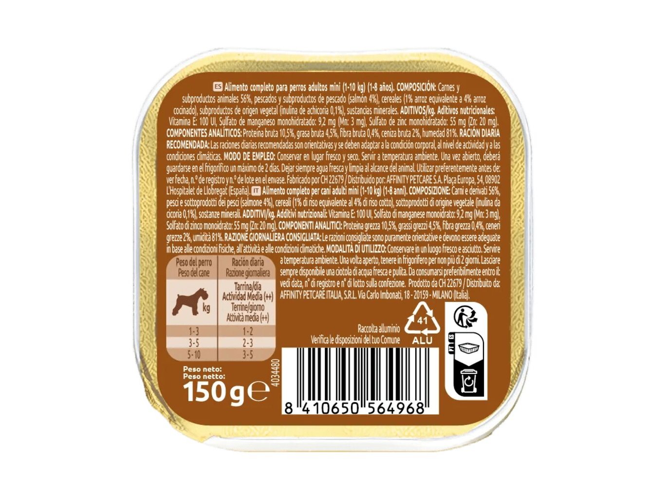 COMIDA HÚMIDA PARA CÃO ULTIMA MINI FIT&DELICIOUS SALMÃO 150G