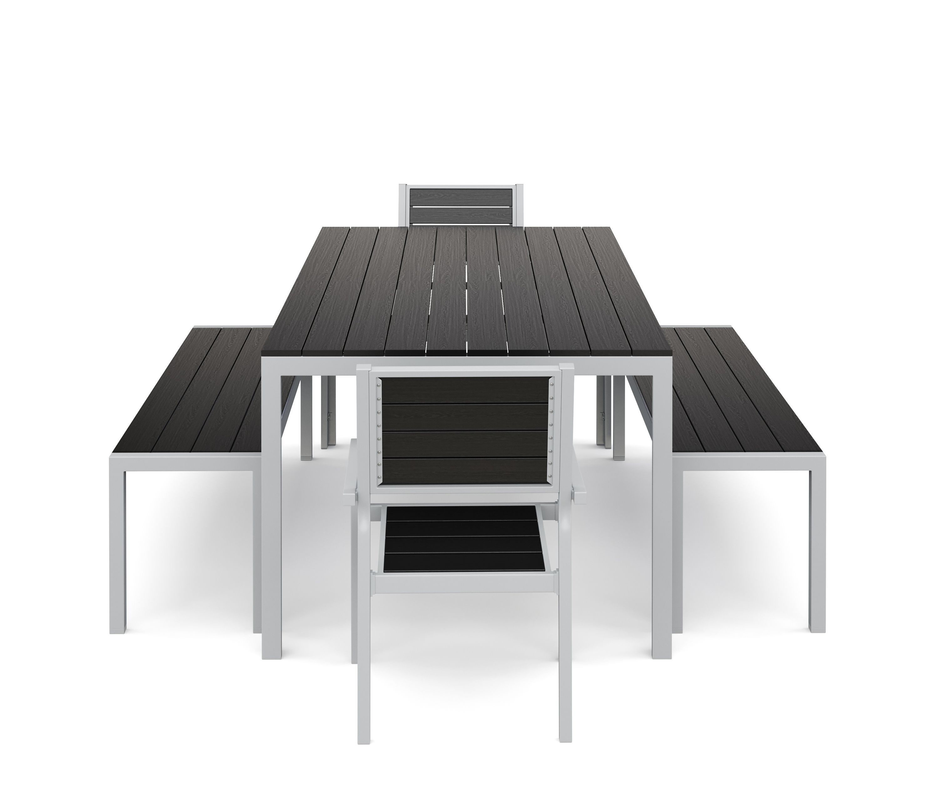 Gartenmöbel Set KAVO 2 Stühle + 2 Bänke anthrazit