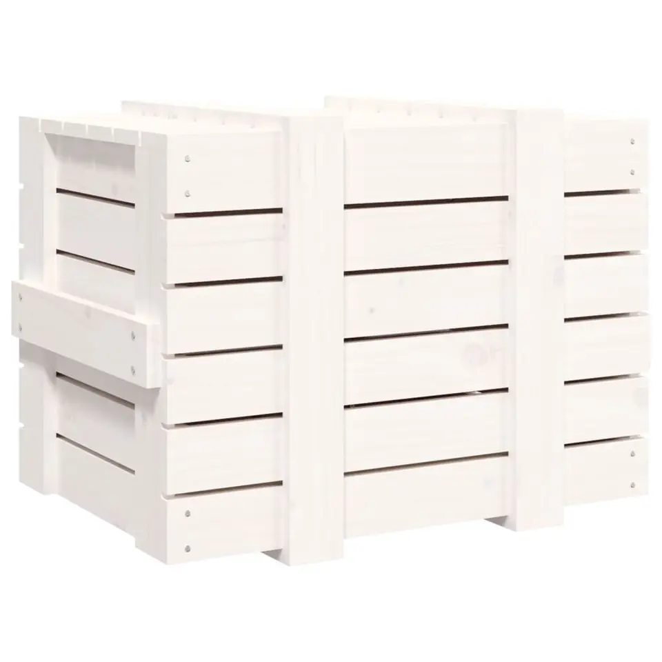 vidaXL - Opbergbox - Wit - Grenenhout - 58 x 40.5 x 42 cm