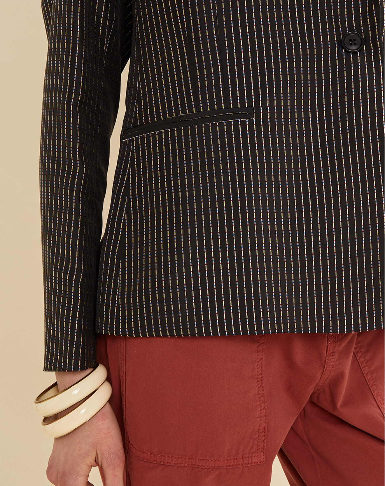 Chloé Stora Veste Umami rayée noire