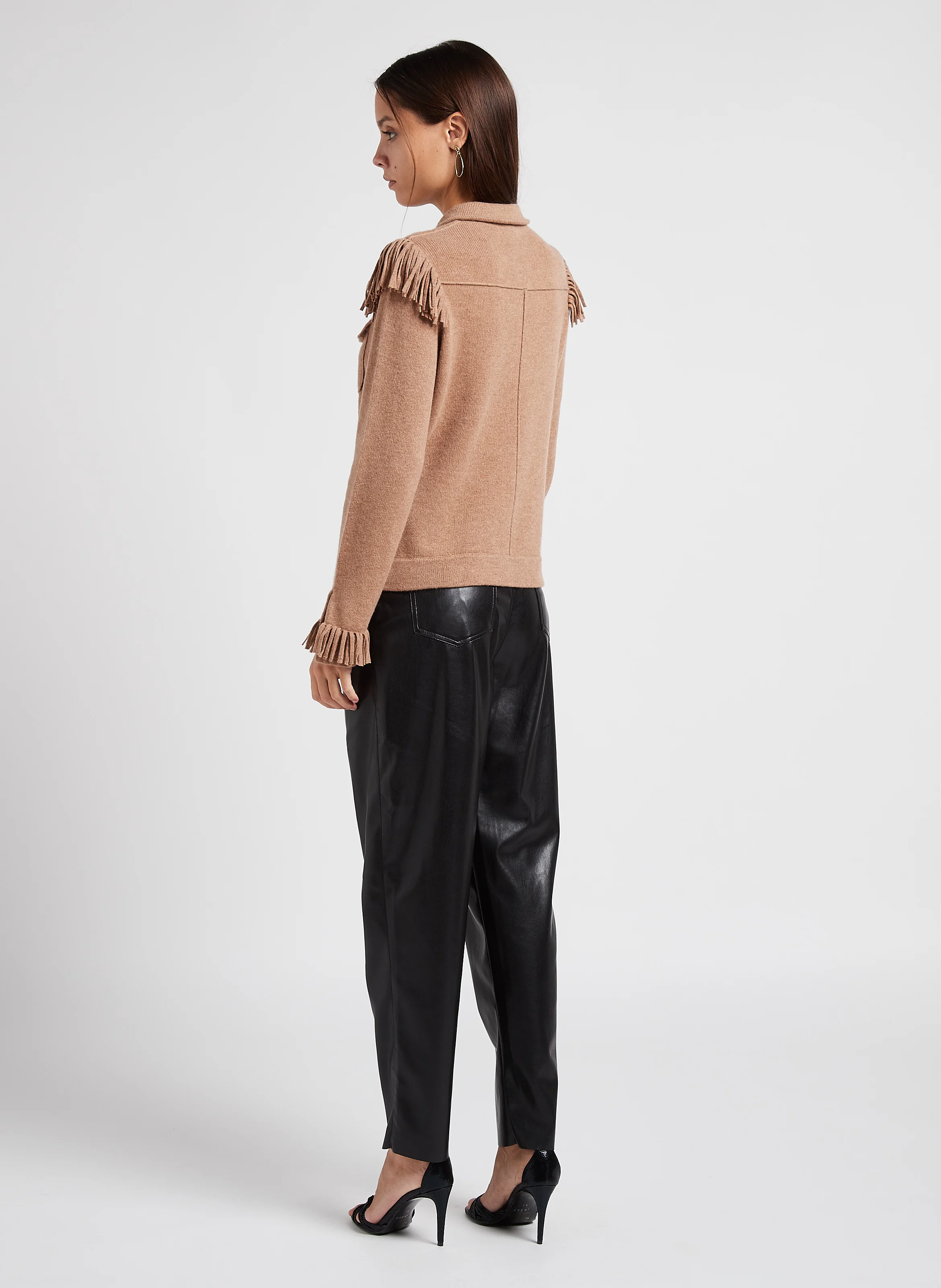 BROCK - Pantalon carotte aspect cuir| Noir