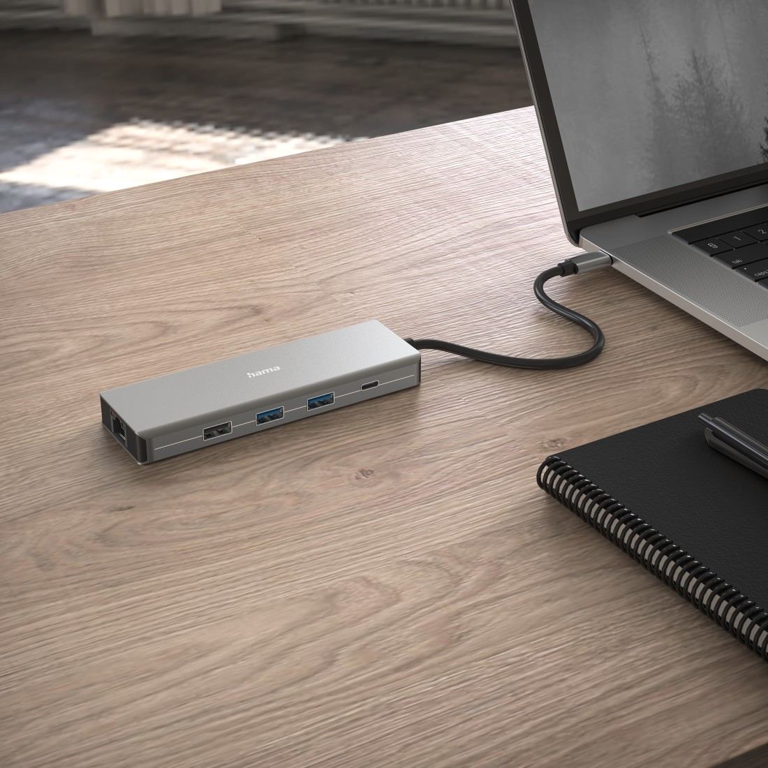 CONNECT2Media USB C Multiport Adapter Hub 2x HDMI / Gigabit Ethernet LAN / 4x USB A / 2x USB C Power Delivery (00200142) - Grau