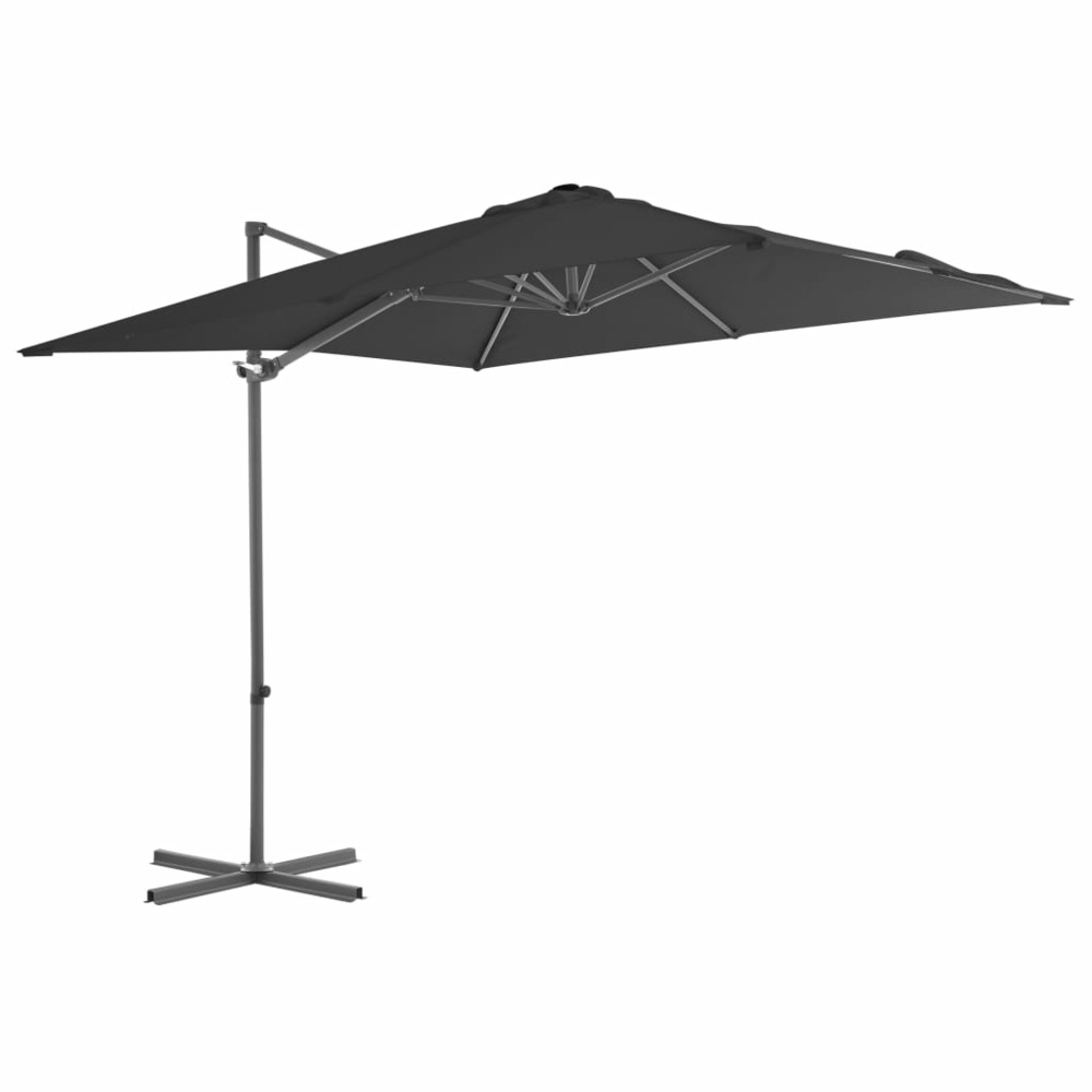 Parasol meuble de jardin en porte-à-faux avec mât en acier 250 x 250 cm anthracite