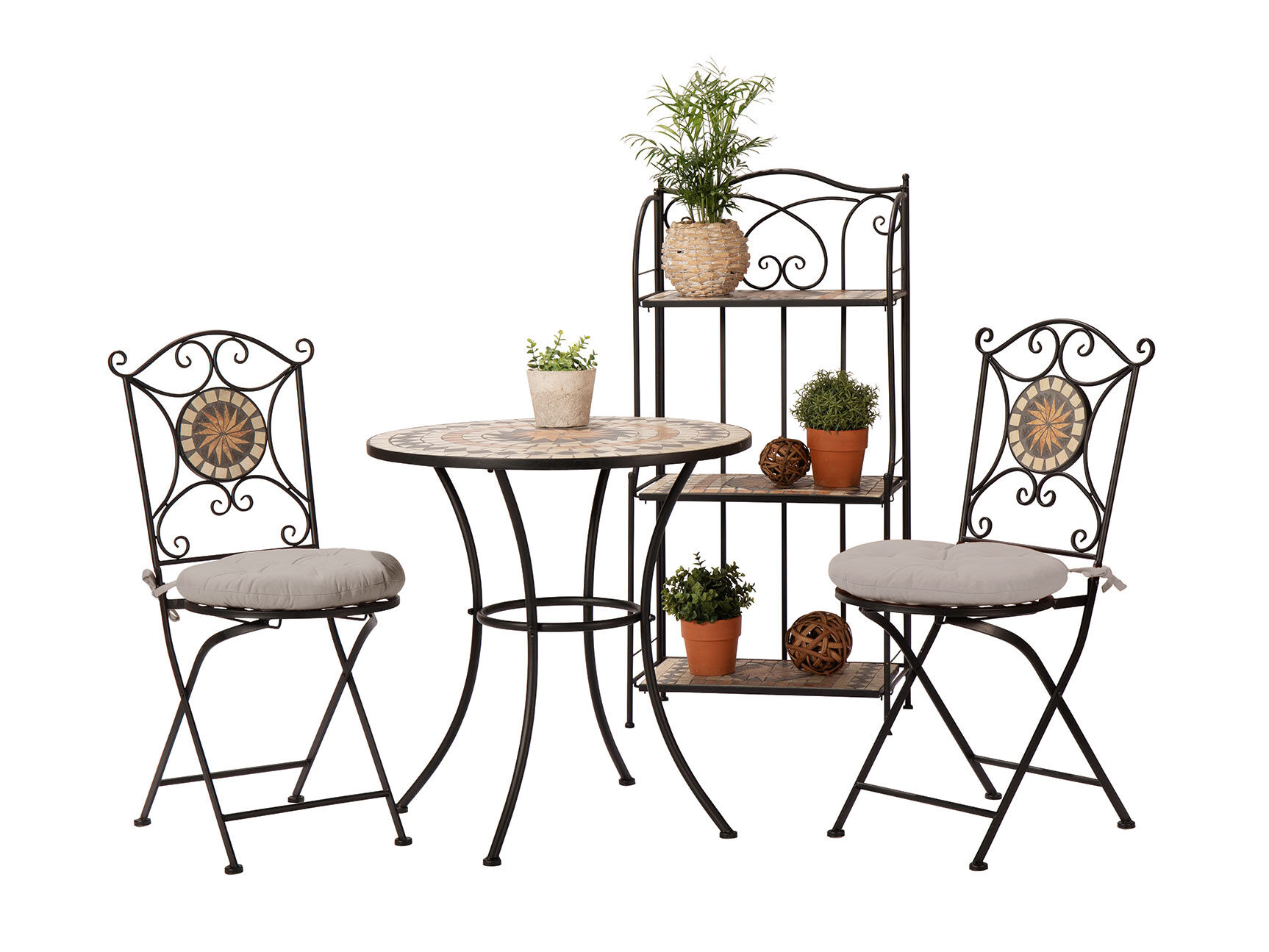 Bistro-Set Mosaik 3-teilig schwarz