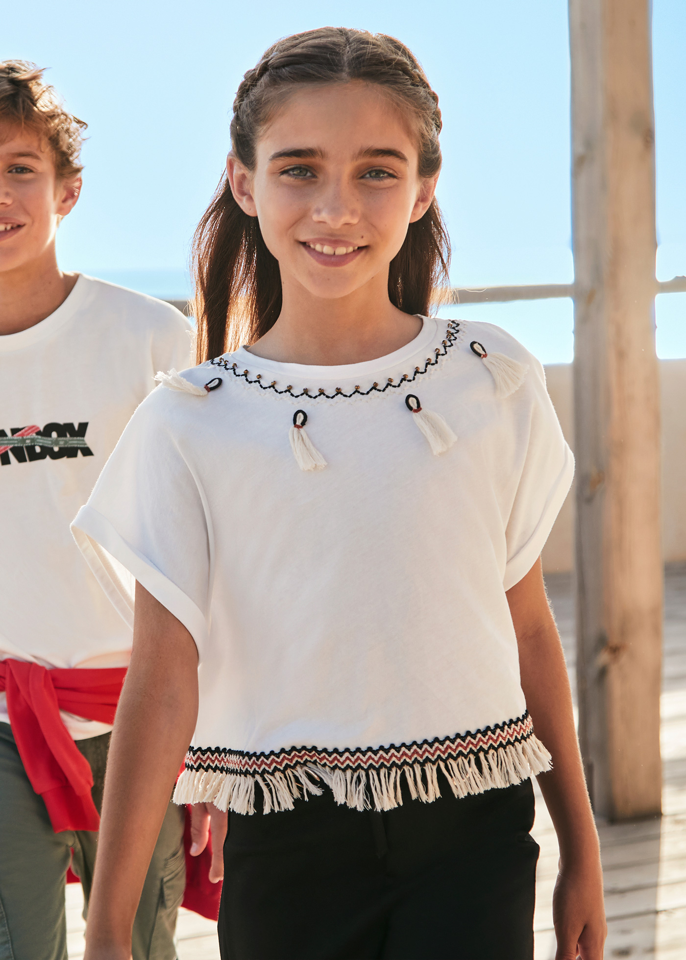 Camiseta feminina com franjas da Better Cotton