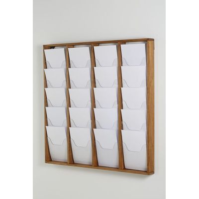 Promocome - Présentoir de journaux mural - 4 x 5 compartiments A4 - bois foncé