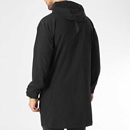 Veste Zippée Capuche Longue Noir