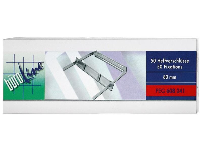 Büroline Heftverschluss Metall 8.2 cm, 50 Stück Heftzunge mit Schiebeverschluss