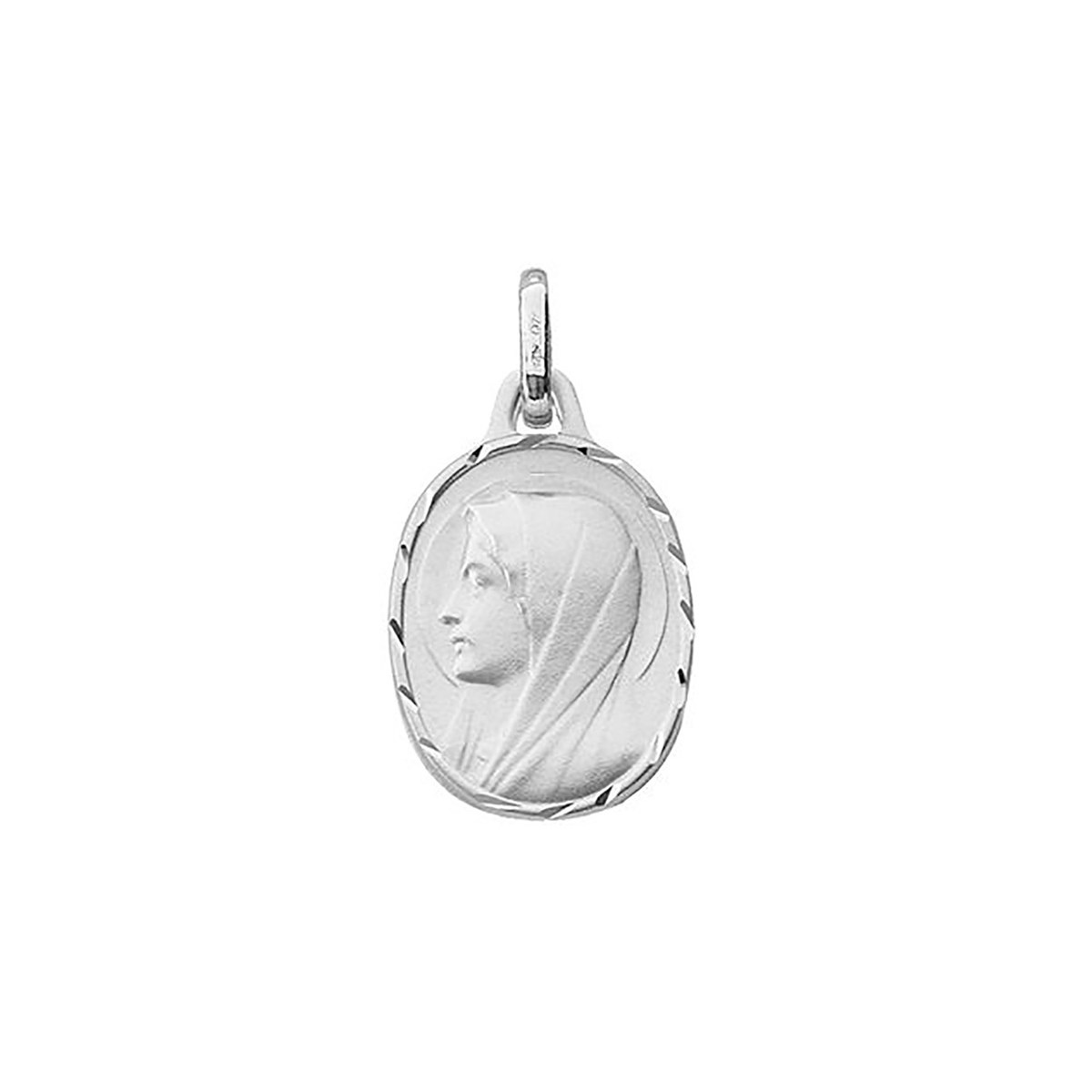 Médaille vierge en or blanc 9 carats