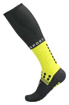 Chaussettes Compressport Full Winter Run Noir/Jaune Fluo