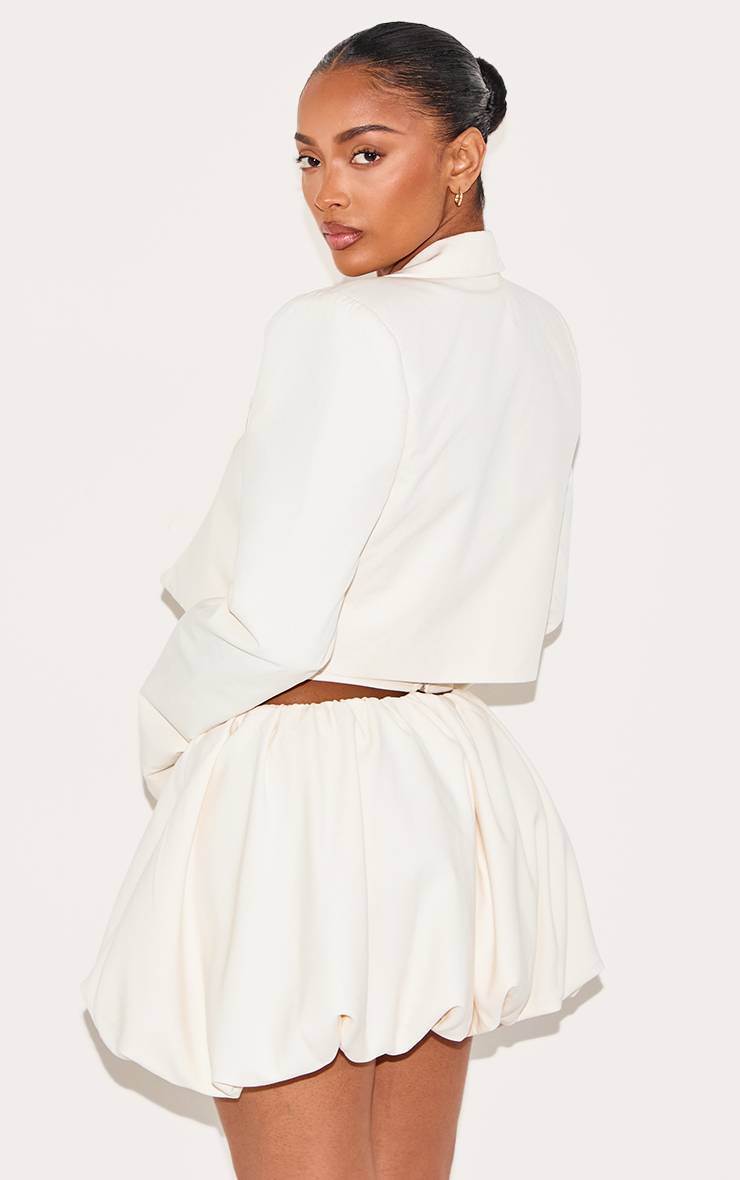 Crème Blazer Court Ajusté Shape Ensemble Coordonné