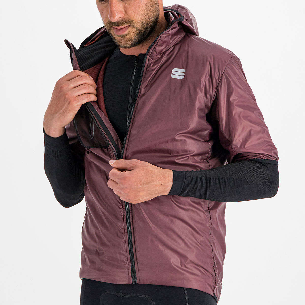 Sportful Supergiara Puffy Fietsjack Korte Mouwen Donkerrood Heren