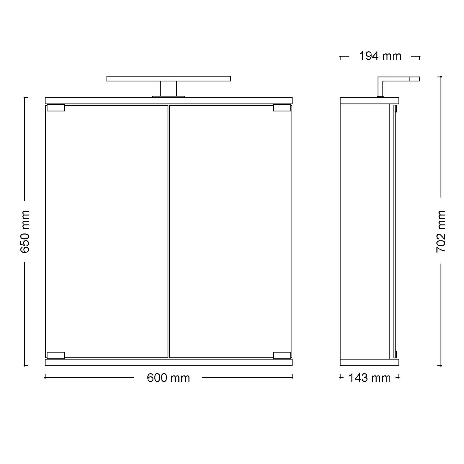 Spiegelschrank - weiß - Aufbauleuchte - 60 cm breit