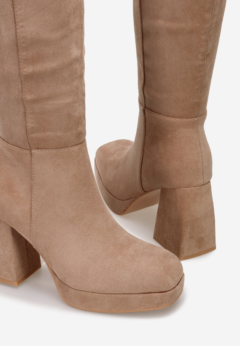 Bottes à talon carré kaki Acanora