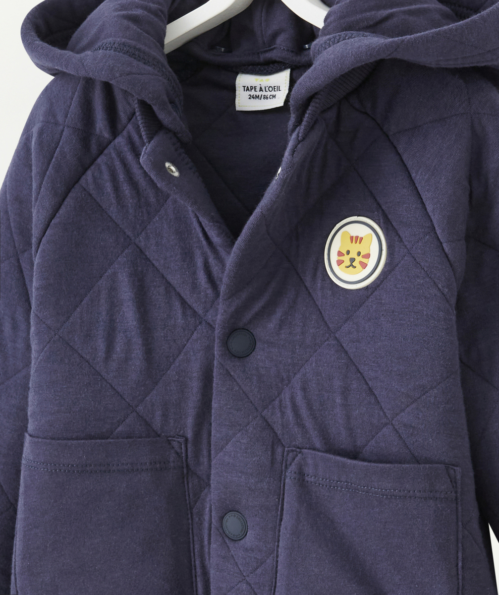 GILET MATELASSÉ BÉBÉ GARÇON À CAPUCHE BLEU MARINE