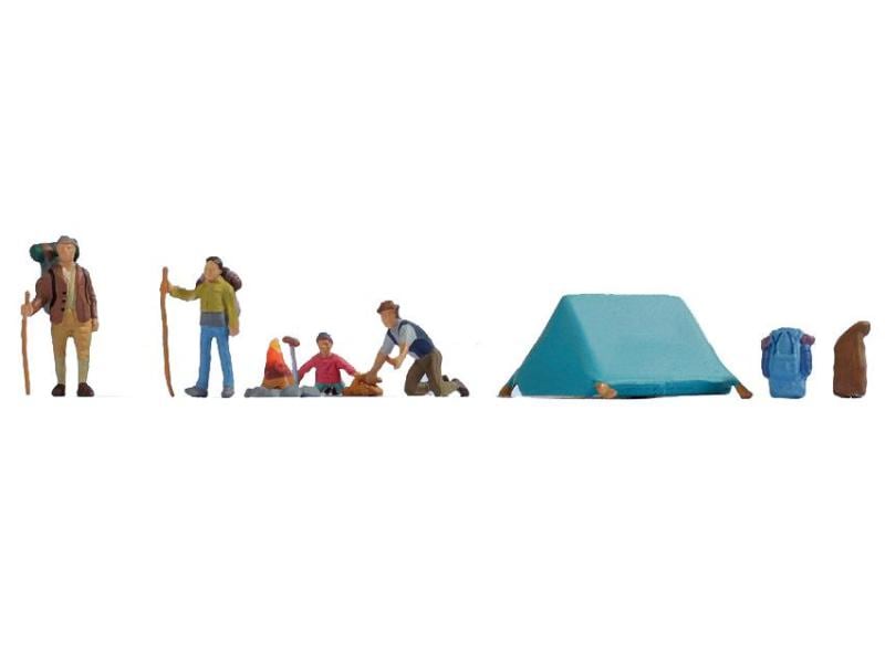 NOCH Figuren Camping 8 Stück, H0 Camping Figuren für H0 Modelleisenbahnen