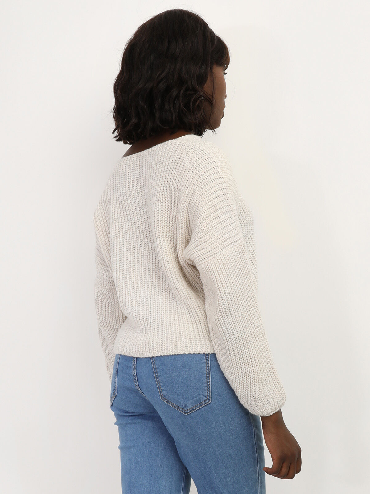 Gilet court en tricot- Beige
