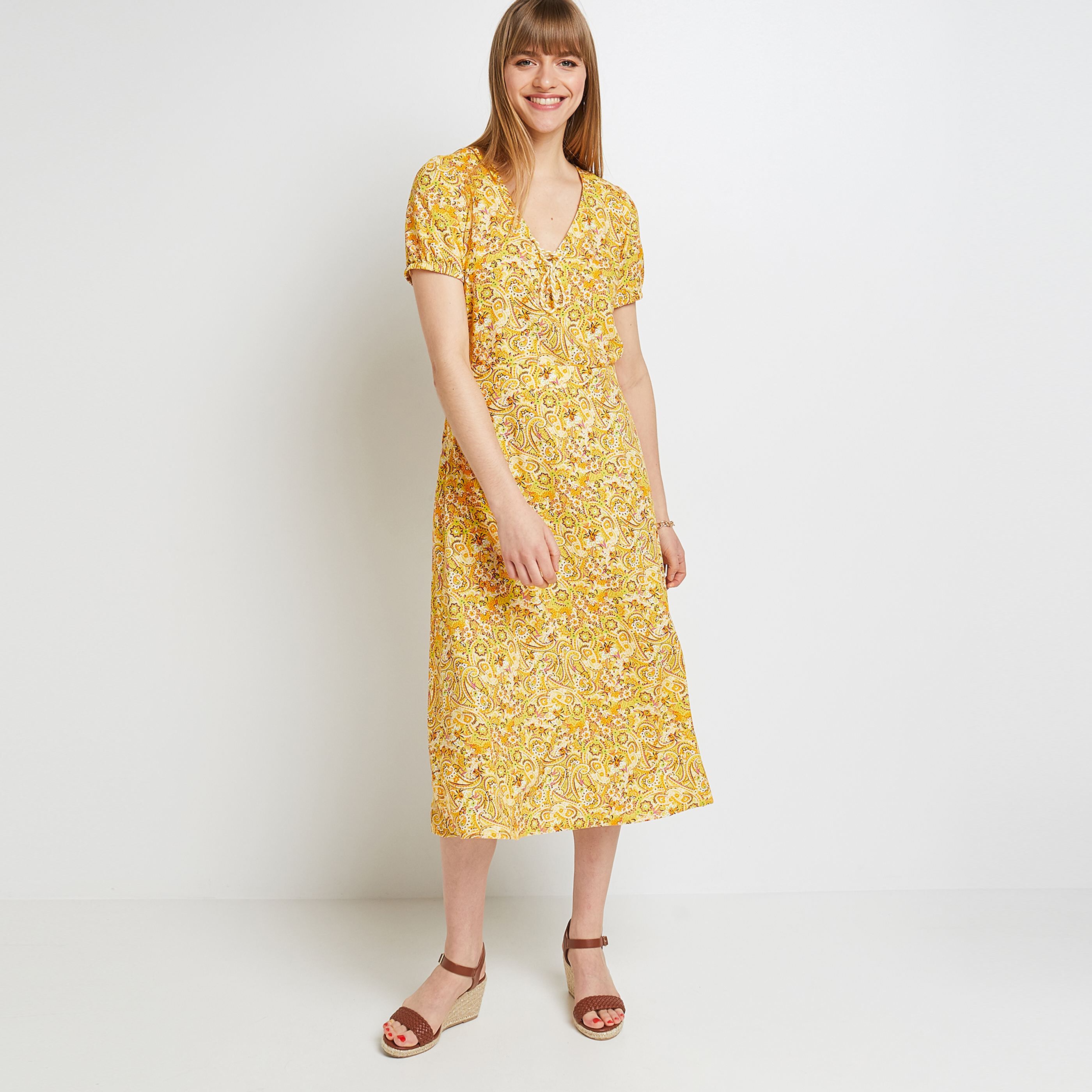 Robe longue femme - JAUNE
