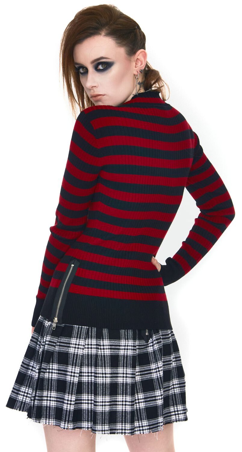 Pull Menace Rayé Rouge & Noir  | Jawbreaker Pull tricoté