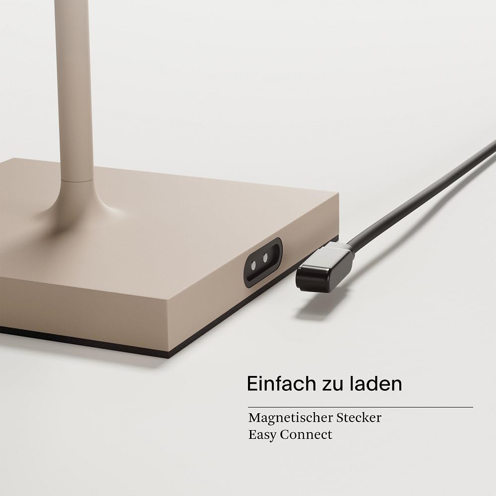 SIGOR Nuindie Stehleuchte - Dimmbare LED Akku-Stehlampe Indoor & Outdoor, IP54 spritzwassergeschützt, Höhe 120 cm, aufladbar mit Easy Connect, 12 h Leuchtdauer, dünenbeige