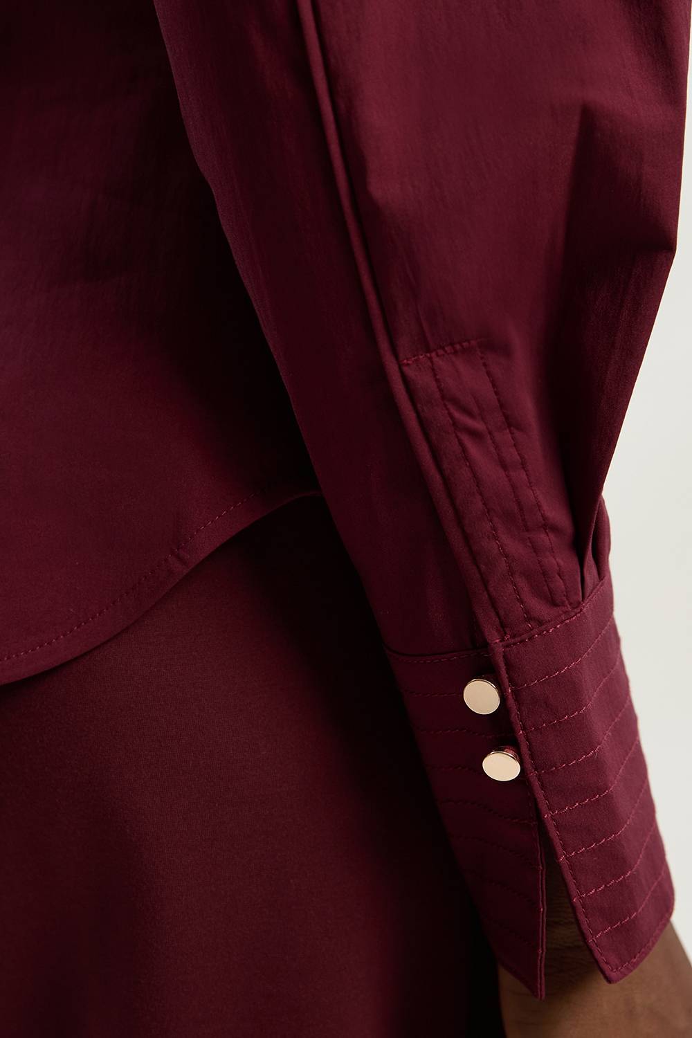 KarenMillen Chemise Manches Longues en Coton Tissé avec Détails Plissés