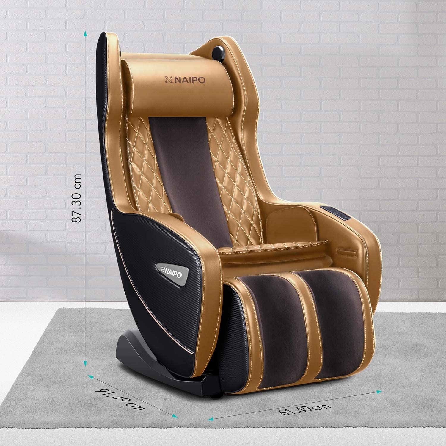 NAIPO Shiatsu Massagesessel Bluetooth 3D Surround Sound Musik Gold