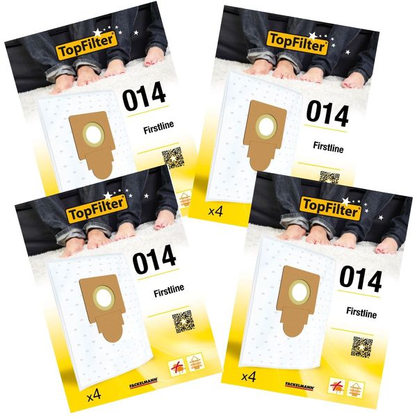 Lot de 4 packs de 4 sacs aspirateur 64014 pour Firstline Premium TopFi