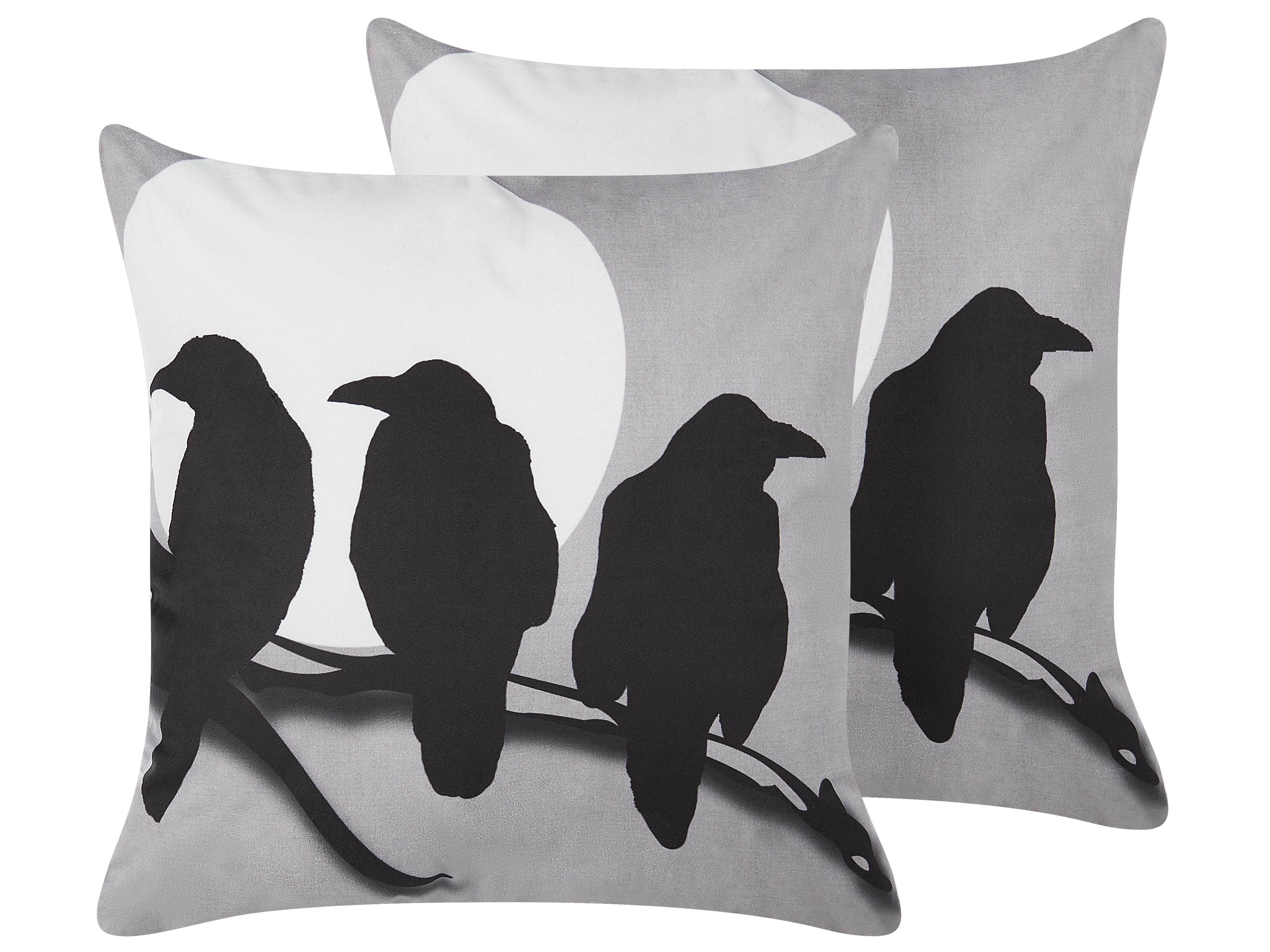 Set van 2 sierkussens ORADEA Fluweel 45 x 45 cm Grijs dierenprint