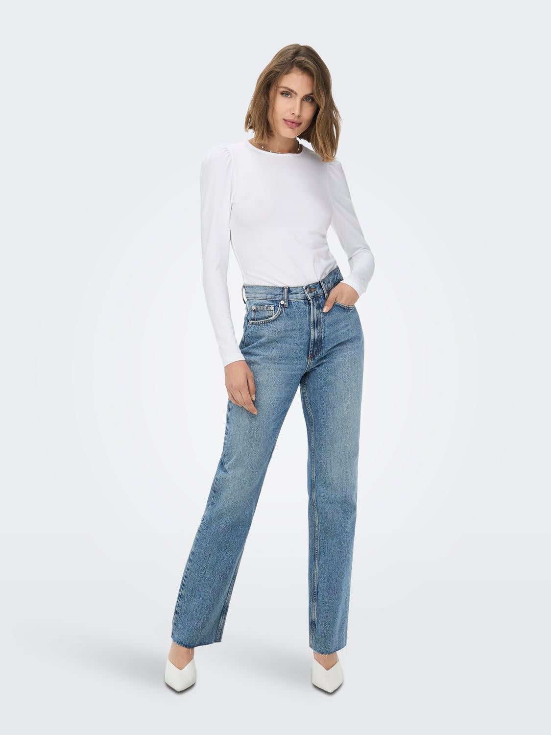 ONLRILEY Hohe Taille Gerade geschnitten Jeans Medium Blue Denim