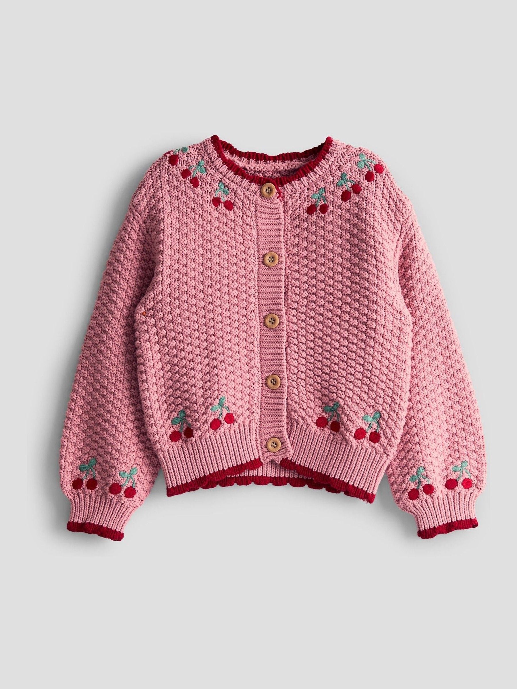 JoJo Maman Bébé Textured Knit Embroidered Cardigan