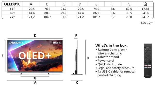 Philips 77” OLED910 4K OLED Smart TV (2025)