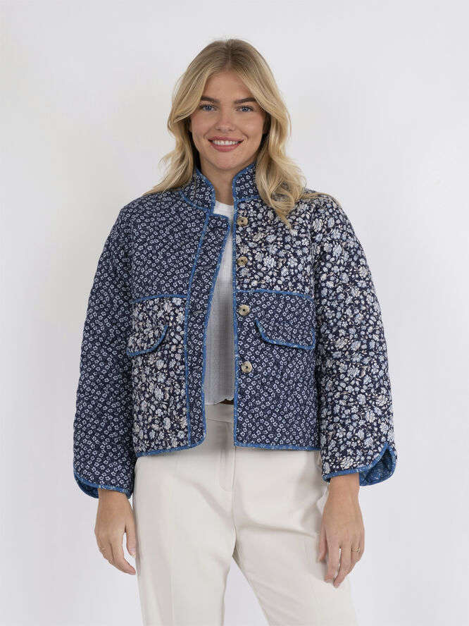 Neo Noir Kamil Quilt Combination Jacket Blue