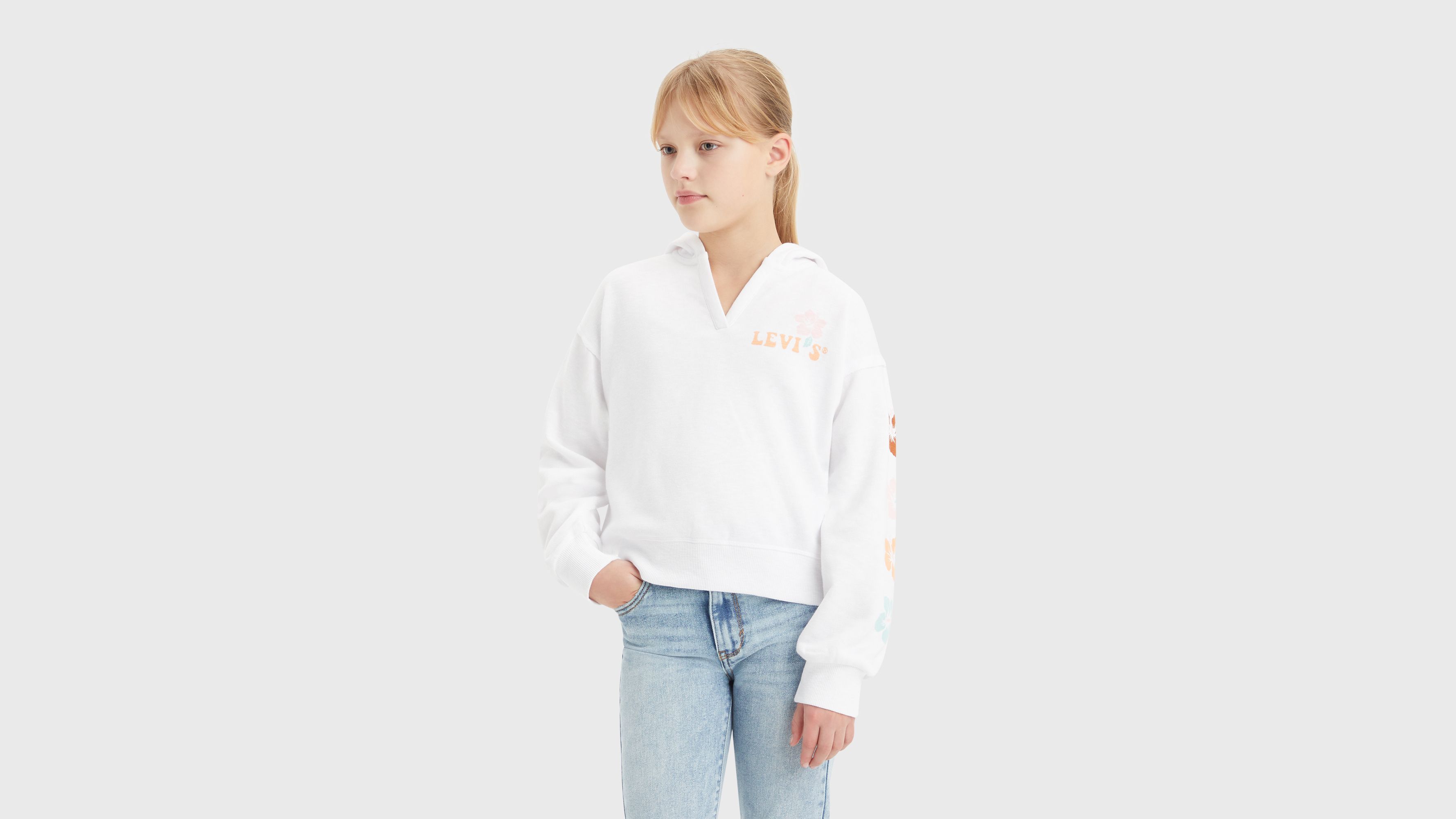 Ado sweat à capuche Hibiscus - Bright White - Blanc