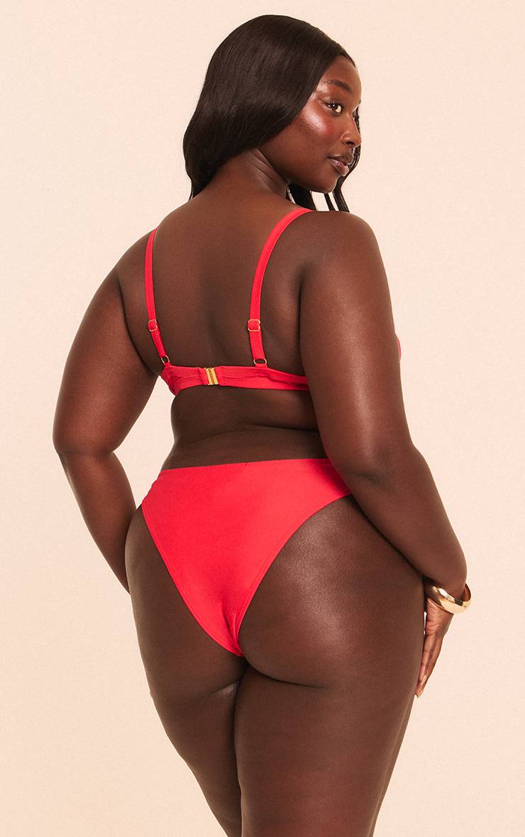 Rouge Haut De Bikini À Encolure Arrondie Grande Taille