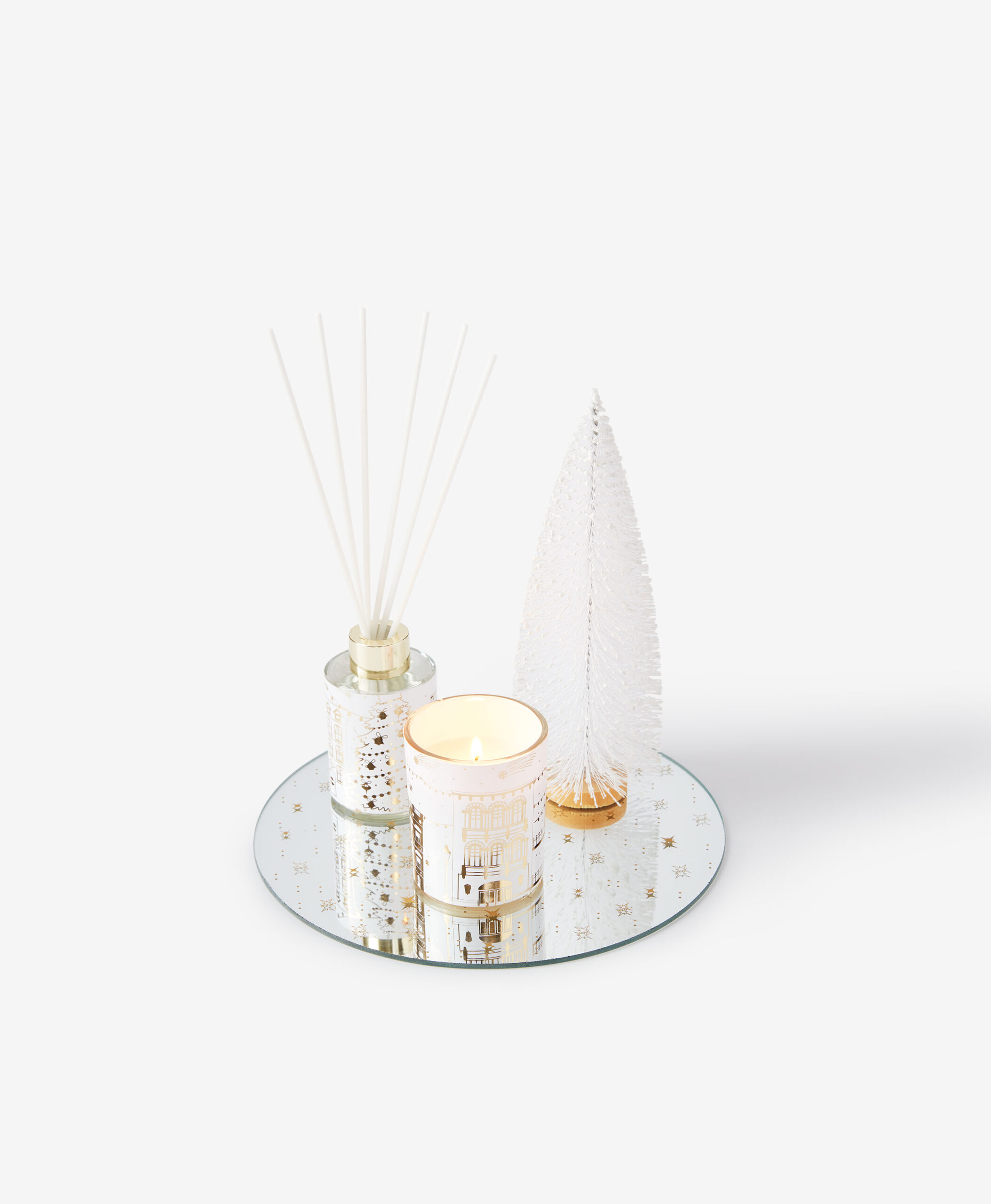 Geschenk-Set: Weihnachtsbaum, Kerze, Duftsäbchen & Tablett