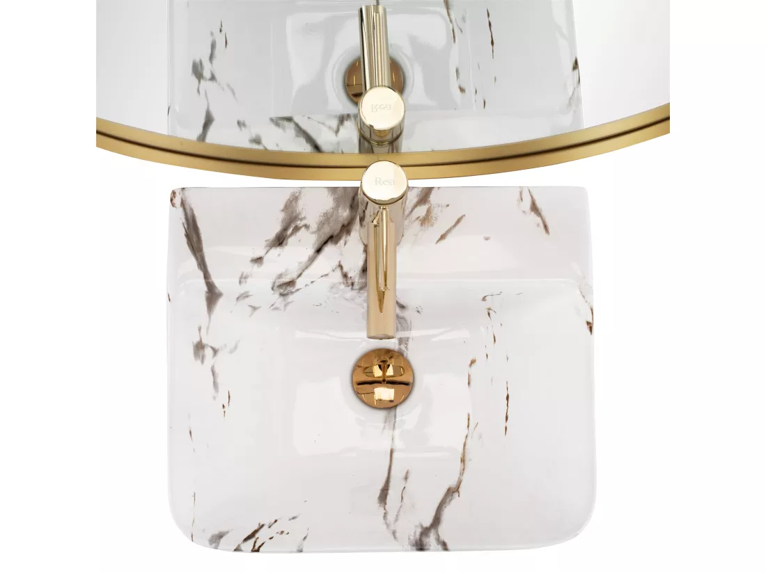 Vasque Autoportante Rea Aris Marble White