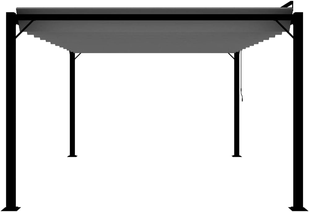 Garten Pavillon Pergola mit Lamellendach 3x4 m Anthrazit Stoff und Aluminium