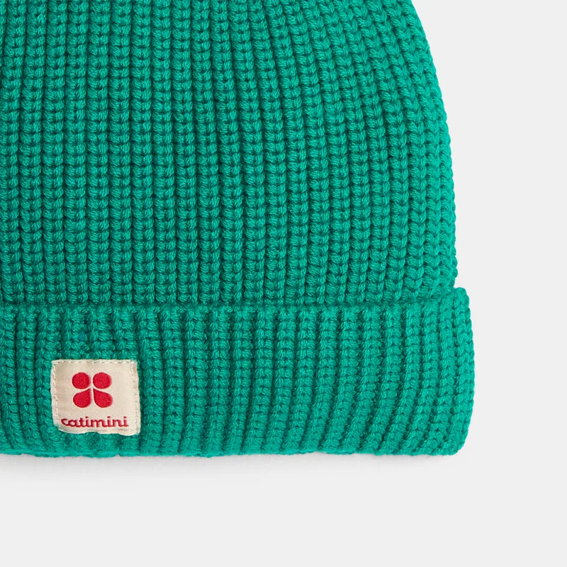 Bonnet enfant en maille tricot vert cèdre garçon Catimini Vert