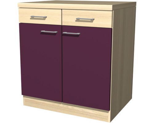 Flex Well onderkast met lade en draaideur Focus BxDxH 80 x 60 x 86 cm acacia aubergine mat gedemonteerd scharnier links rechts