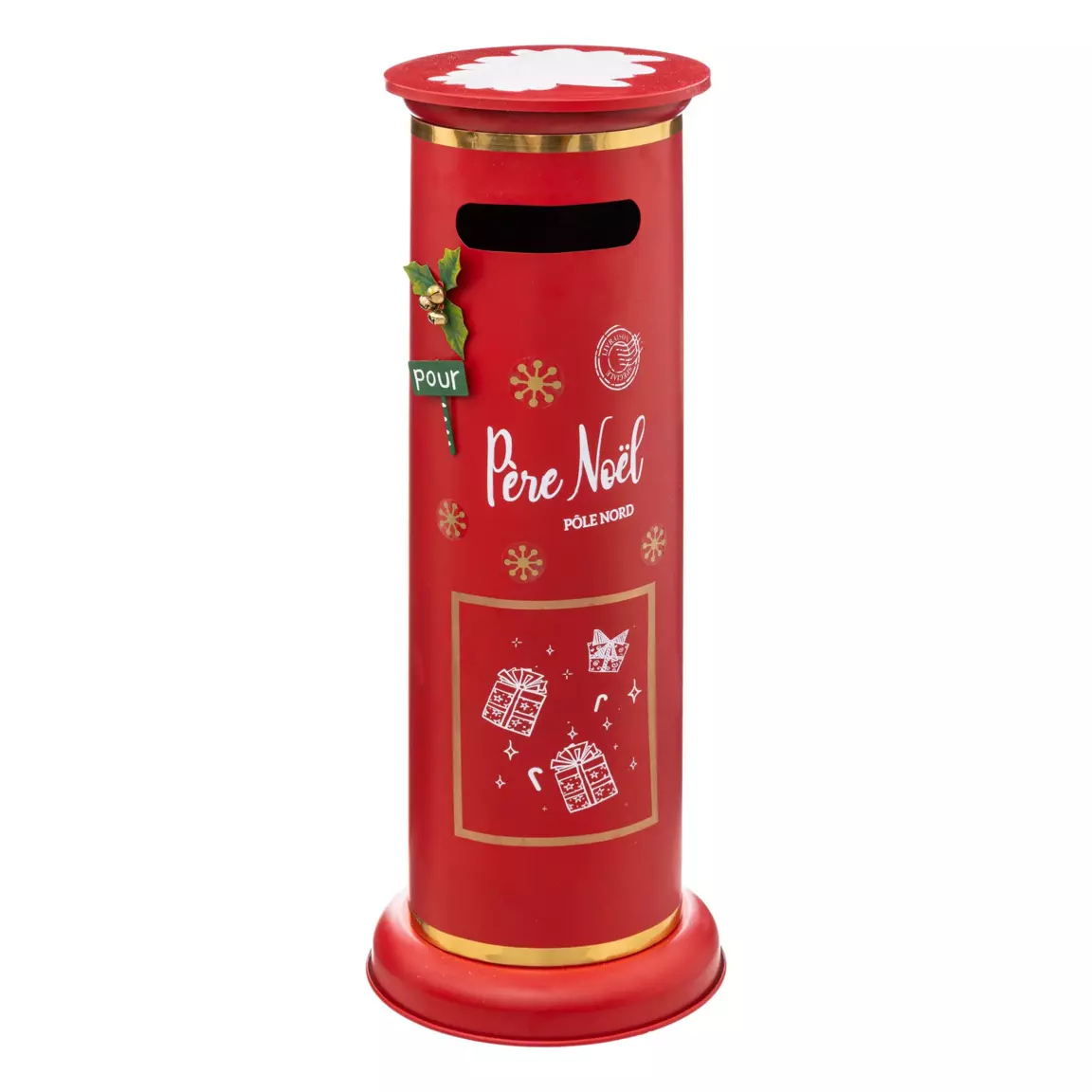 Boîte aux lettres en métal (H80 cm) Père Noël Rouge