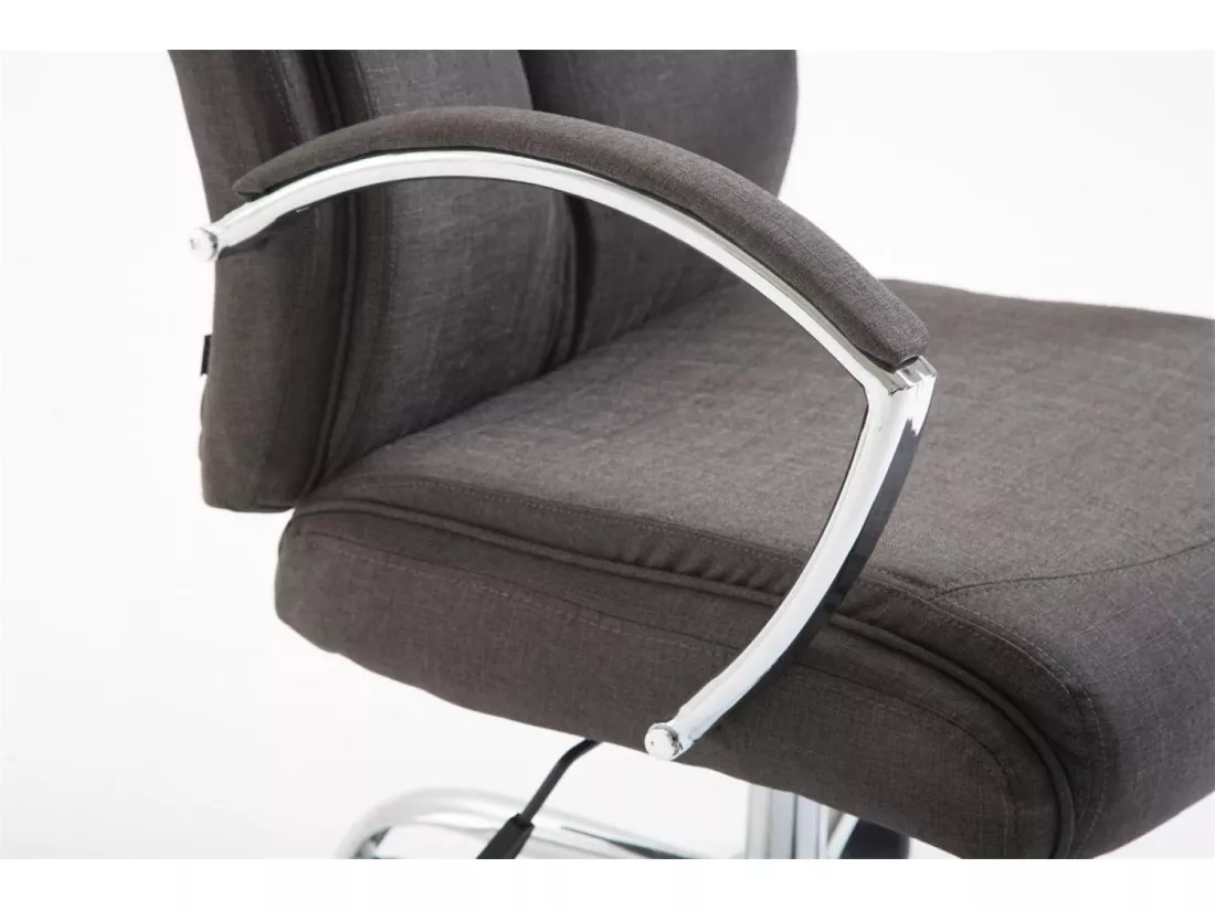 Chaise de bureau - Tissu & Métal chromé - Gris foncé - XL Vaud