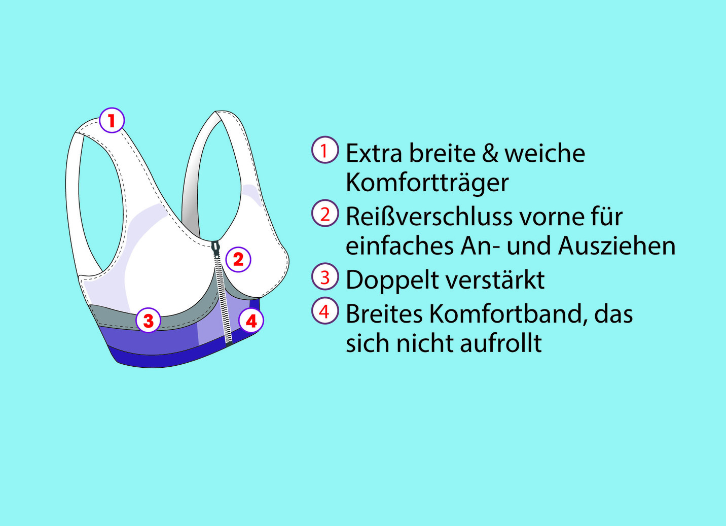 Traum-BH mit Reißverschluss, 5er-Set