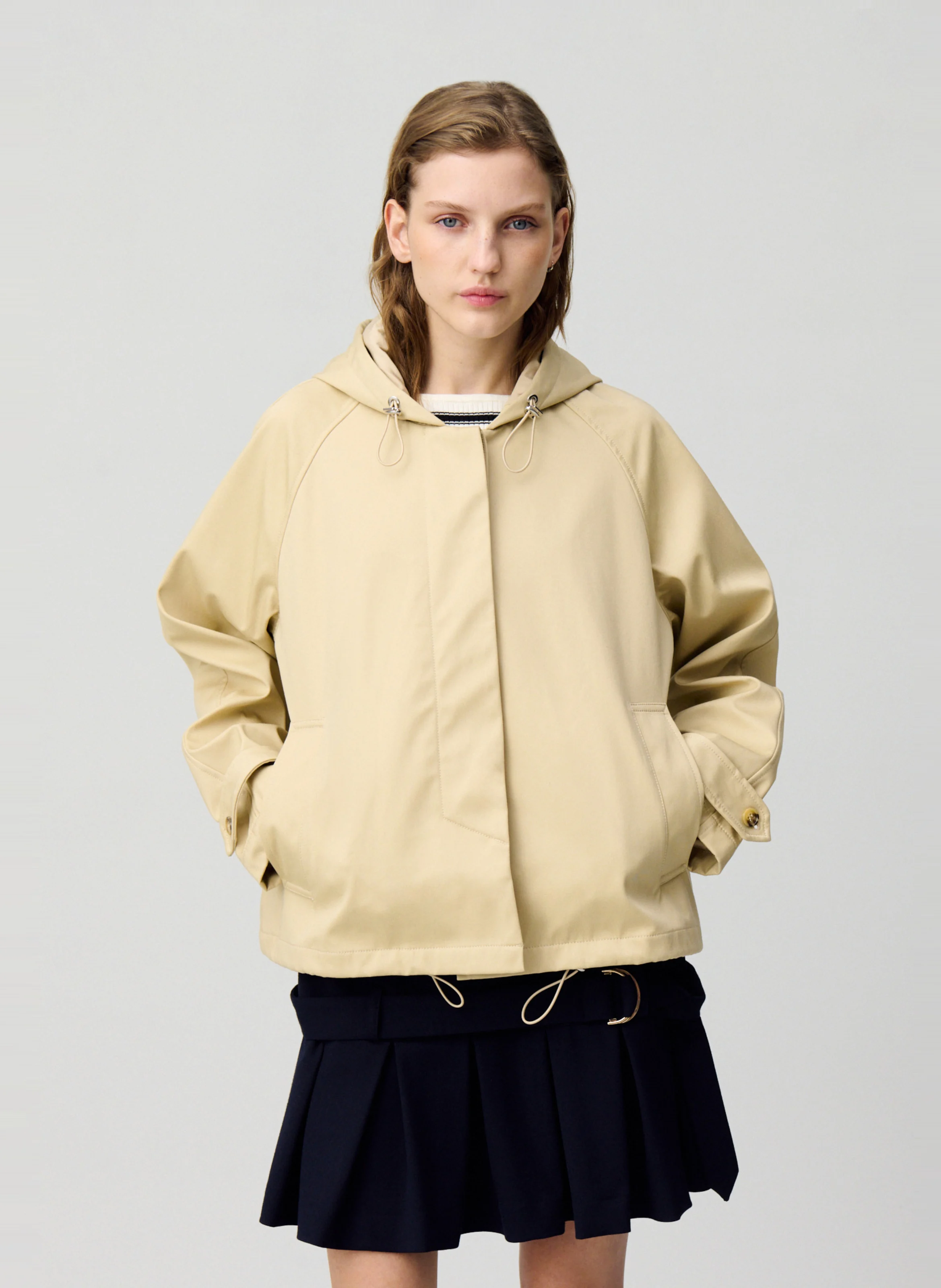 Parka légère à capuche en coton | Beige