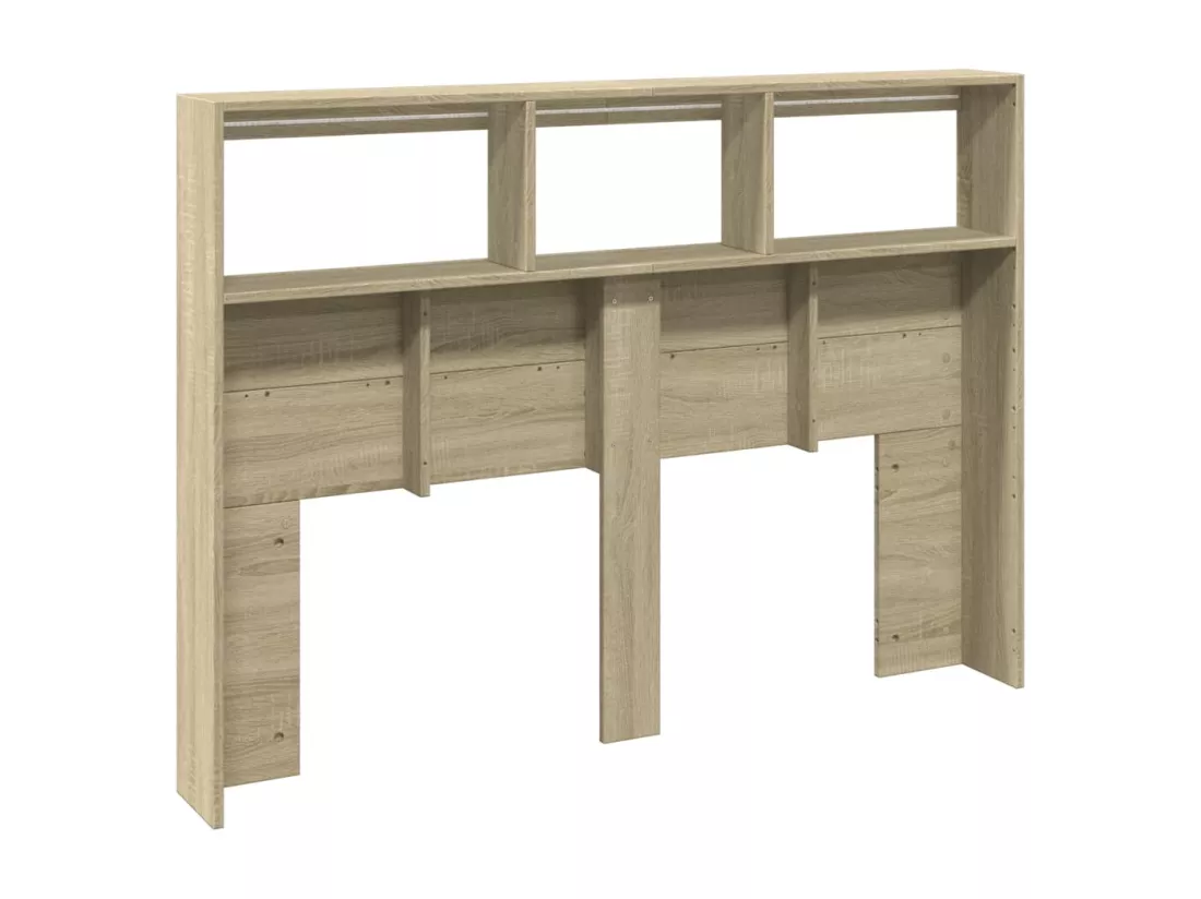 Armoire tête de lit avec LED chêne sonoma 140x17x102