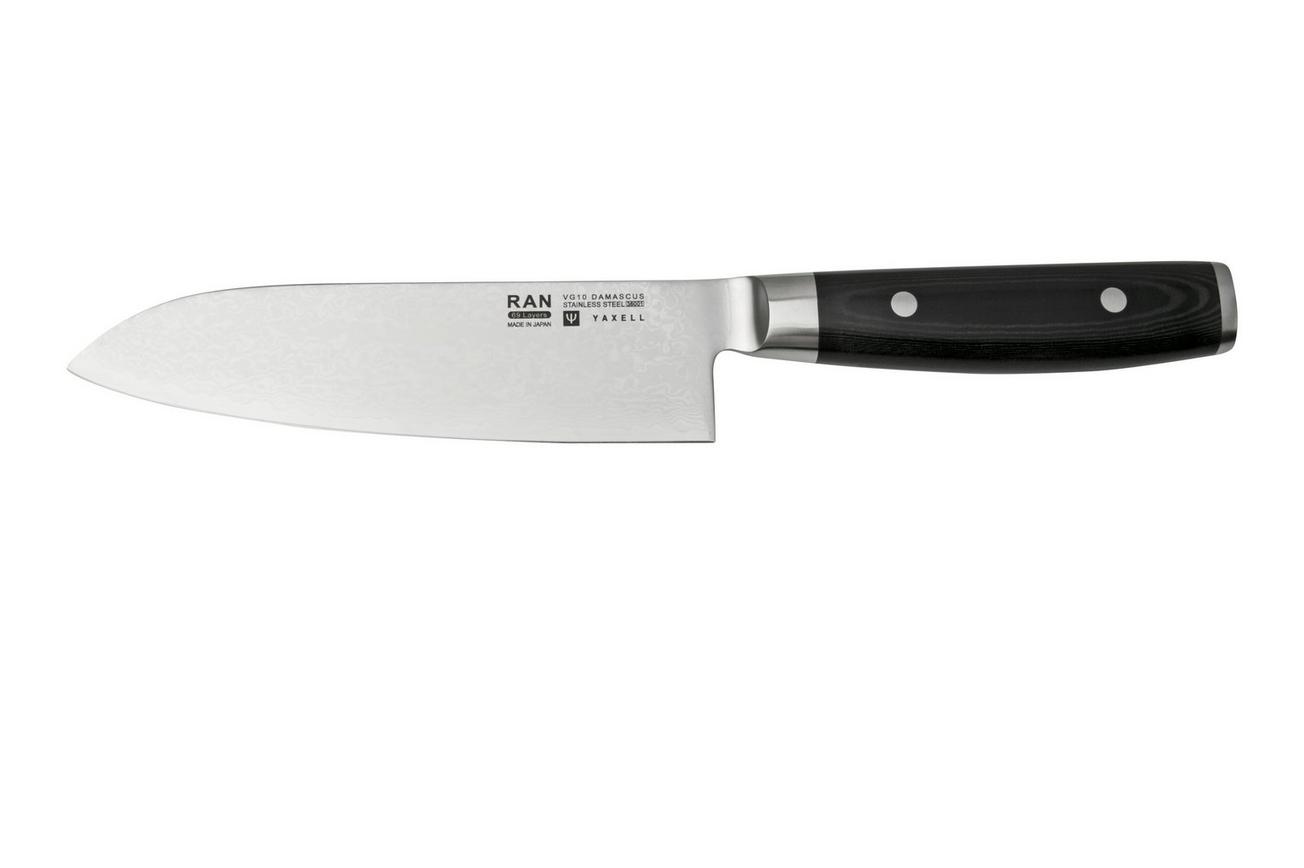 Yaxell Ran 36056, 3-delige messenset santoku 16,5 cm, universeelmes 12 cm en messenslijper