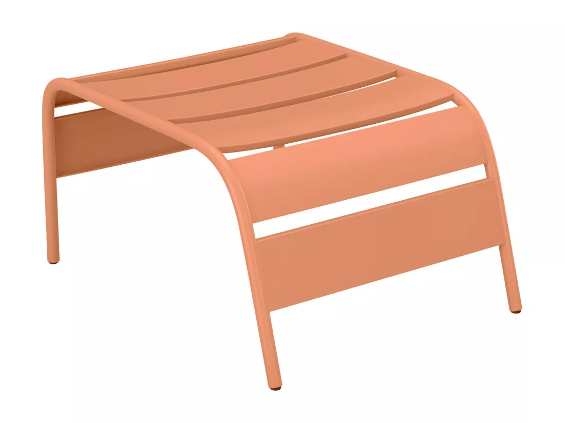 Fauteuil bas de jardin empilable + repose pied en métal - Orange clair - MIRMANDE de MYLIA