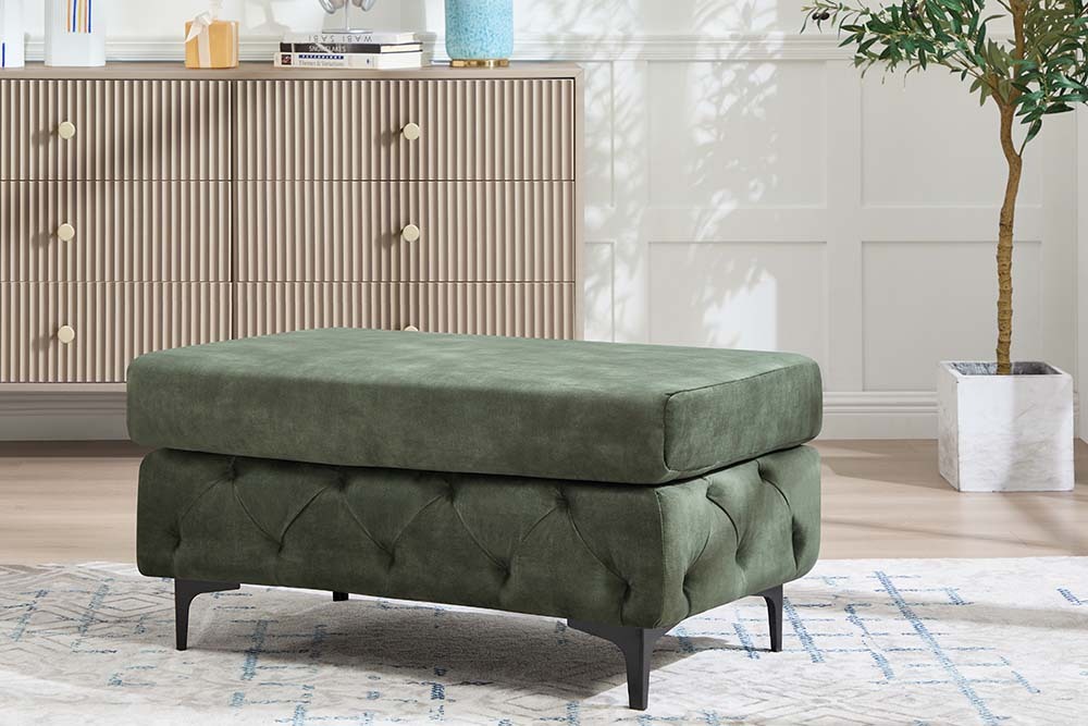 Chesterfield Sitzhocker MODERN BAROCK 95cm grün Samt Fußhocker