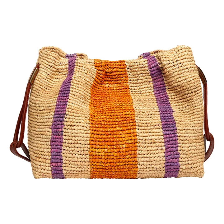 Vanessa Bruno Sac Bourse Rayures Raphia et Cuir | Naturel