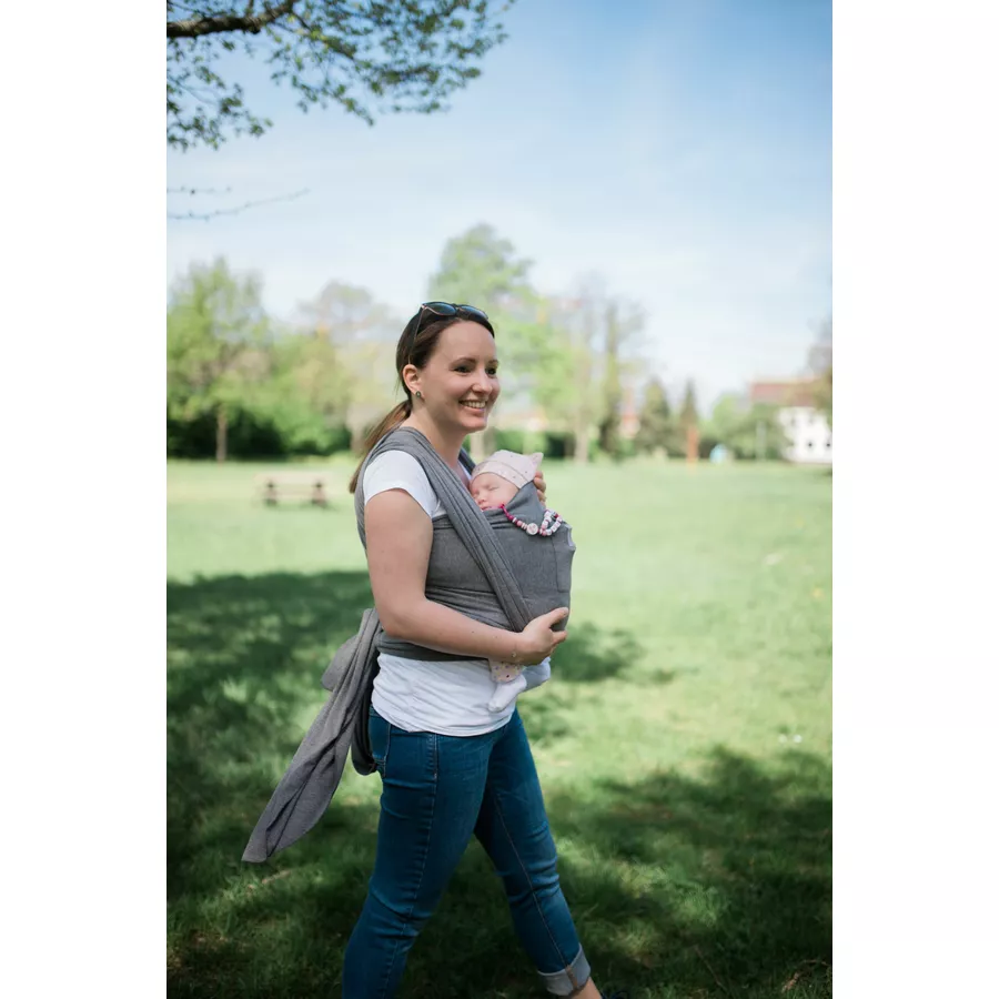 M.M.C. Babytragetuch Mit Vordertasche 510 cm x 55 cm, elastisch Grau